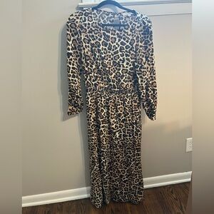 LOFT Animal Print Long Sleeve Dress